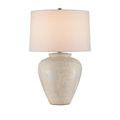 Close view detail of ceramic base texture with tone-on-tone swirling pattern in ivory and cream hues