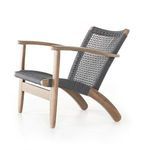 Tightly wrapped gray cord finish detail on eucalyptus chair back's top rail