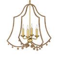 Nimes Chandelier with four lights and decorative twisted rope elements hanging against white background