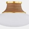 Pearl River semi flush mount light in side profile against white background showing rattan wrapping and glass shade