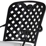 Detailed view of upper lattice back with decorative medallion inset
