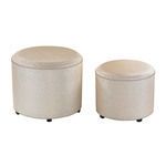 Product Image 1 for Set Of 2 Cream Metallic Linen Ottoman from Elk Home