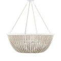 Wychwood Chandelier front with soft shadows emphasizing the crafted wooden bead strands and white finish
