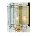 Duvernell Wall Sconce with textured recycled glass panels and contemporary gold leaf wrought iron frame