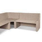 Interior seating area showing rattan weave at bottom and sides beneath cushions