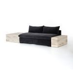 Grant sectional armless piece with whitewashed wooden side table in light rustic finish on each end