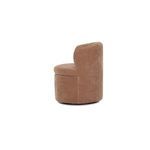 Angled side view of Dane swivel dining chair illustrating even upholstery and chair depth