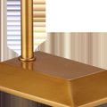 Close view of the lamps base with brushed antique brass finish and round column connection