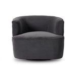 Curved back and armrest side view emphasizing smooth fabric and seam detail