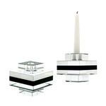 Product Image 1 for Square Tuxedo Crystal Pedestal Candleholders   Set Of 2 from Elk Home