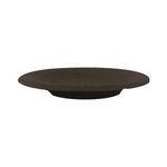 Bosque Stoneware Dessert Plate in dark matte brown with a flat, wide rim and shallow center.