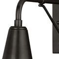 Close-up of matt black wall plate and joined arm hardware of Mariner Outdoor Wall Sconce
