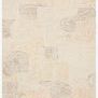 Modern hand-tufted wool rug with playful peach and pebble geometric arches and lines on a soft cream background