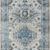 Long narrow runner style rug layout with repeating medallion pattern in ivory and blue