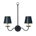 Same chandelier as above with navy shades, shown against seamless white background