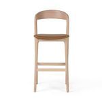 Front view of Amare Stool showing symmetrical design and leather seat