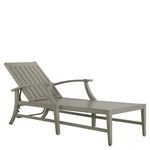 Outdoor Croquet Aluminum Chaise lounge with a slatted back and seat in a gray finish, featuring curved armrests.