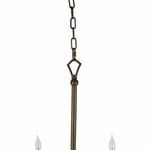 Upper hanging rod and chain attachment with diamond-shaped accent in brushed copper