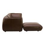 Side profile of Zeppelin sectional with detached ottoman displayed next to it
