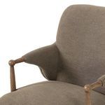 Oak arm detail with rounded ends on Brently Dining Chair, showing fabric and wood connection