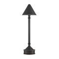 Straight front view of Traipse lamp with visible slim support column and round base