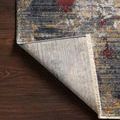 Back side of Samra dark grey spice rug showing tight weave and fringe detail