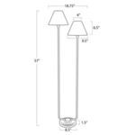 Product dimension diagram showing lamp height, shade width, and base diameter