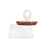 Close-up of the jar’s lid showing the mango wood rim and round white marble handle with hole