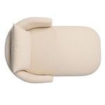Top-down view highlighting the pill shape cushion and curved armrests