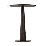 Medium brown oak finish base close-up with circular ring detail around column
