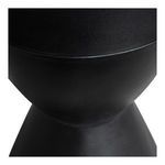 Close-up of stool’s center showing smooth matte black concrete and fiber texture