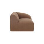 Side profile of Isla Mocha Sectional displaying its thick seat cushion and curved backrest