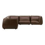 Side view of sectional showcasing curved armrest and back panels with visible seams