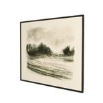 Painting viewed at angled side showing depth and thin black frame