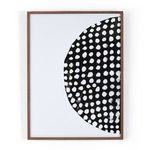 Left panel of diptych hung alone showcasing dotted black circle on white background