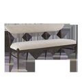 Arlan Coffee Bench with coffee brown ash wood frame and nubby Busio Desert fabric upholstery with tapered legs