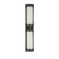 Unlit sconce with opaque glass tubes and visible bronze mounting screws on backplate