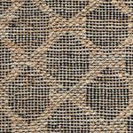 Close-up showing textured jute weave and raised cotton lattice details in black and natural tones