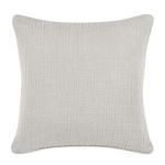 Gray linen sham with soft textured grid pattern and subtle washing for breathable year-round comfort