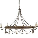 Jean Chandelier front view with drop bead accents hanging down from scalloped rods