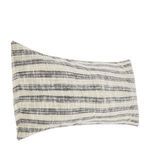 Angled view displaying pillow’s rectangular shape and texture of woven stripes