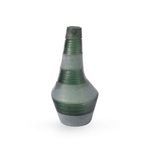 Amahle Fern Green Vase with rippled and frosted glass stripes, tapered neck, and broad base