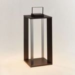Tall black Hanley Solar LED Lantern with rectangular frame and solar panel on top