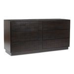 Angled front side view highlighting parquet woodgrain pattern and flat top surface