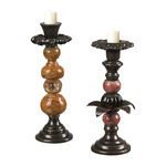 Product Image 1 for Set Of 2 Brass Finish / Tangerine Candle Holders from Elk Home