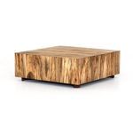 Low angle view emphasizing wood grain, spalting contrasts, and overall rectangular form