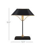 Lamp with dimension markings showing 16.5 inches tall and 12.5 inches wide base