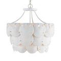 Tulum Chandelier shown from a slightly higher angle emphasizing gentle curve of metal arms and layered ceramic discs