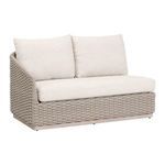 Angled side view showing woven rope arm and beige cushions on Caspian Outdoor Modular Sofa