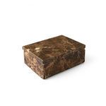 Closed view of the rectangular marble box highlighting polished top surface and angled corners